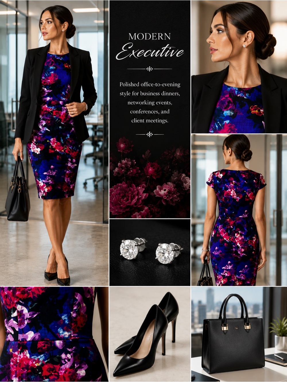 Betsey Johnson Floral Sheath Dress Size 6 Blue Pink Cap Sleeve Cocktail Midi - Picture 3 of 11
